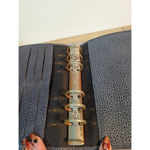 Filofax Finsbury Personal Organiser Planner Book Gray Leather 6 Ring FLAW RUST - Picture 6 of 12